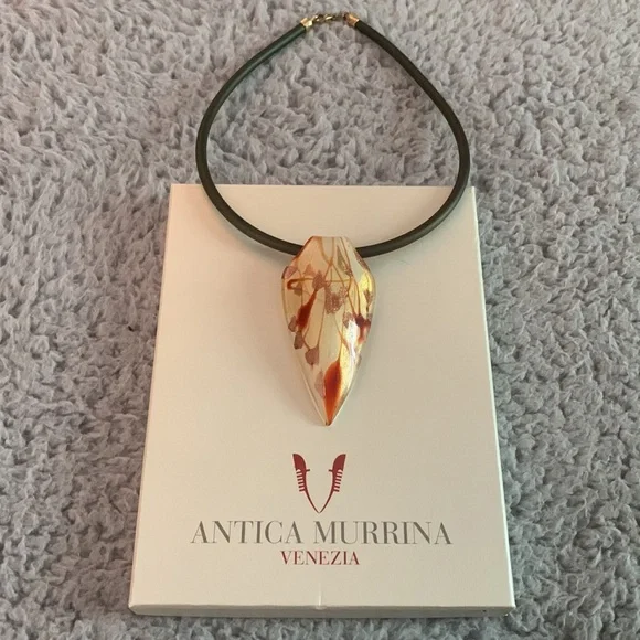Antica Murrina Venezia.Pendant Necklace Glass, cream, orange, pink. Beautiful. - Picture 2 of 8
